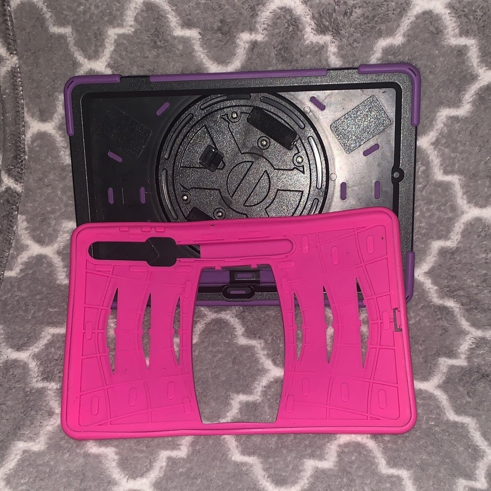 Pink and Black Tablet Case with Stand